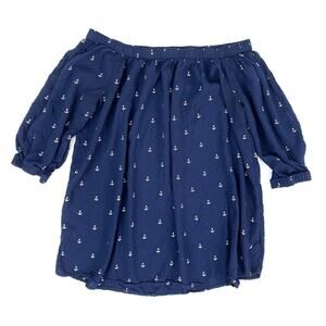 Nautical Anchor Off The Shoulder Relaxed Top